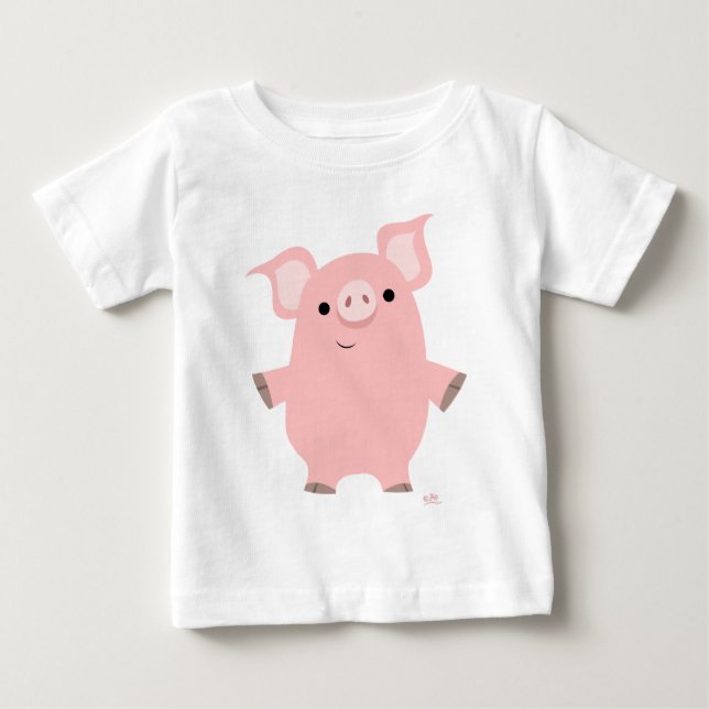 Cute Inquisitive Cartoon Pig Baby T-shirt (Front)