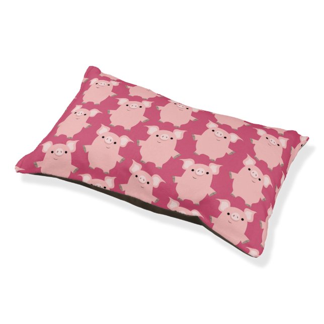 Cute Inquisitive Cartoon Pigs Dog Bed (Angled)