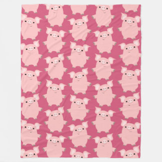 Cute Inquisitive Cartoon Pigs Fleece Blanket