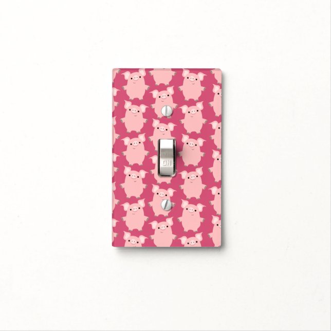 Cute Inquisitive Cartoon Pigs Light Switch Cover (In Situ)