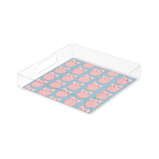 Cute Inquisitive Cartoon Pigs Serving Tray