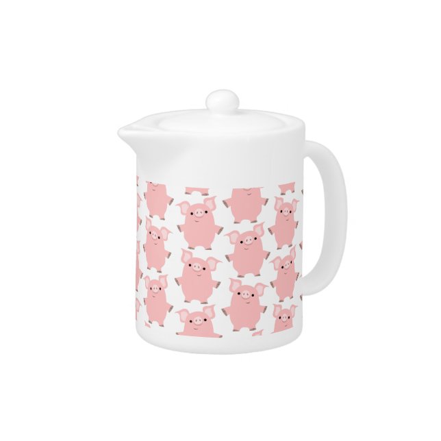 Cute Inquisitive Cartoon Pigs Teapot (Right)