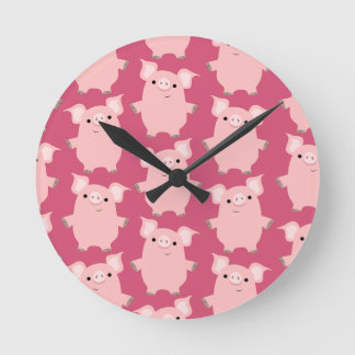 Cute Inquisitive Cartoon Pigs Wall Clock