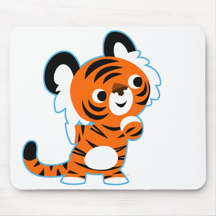 Cute Inquisitive Cartoon Tiger Mousepad