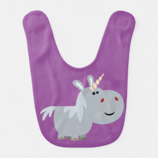 Cute Inscrutable Cartoon Unicorn Baby Bib