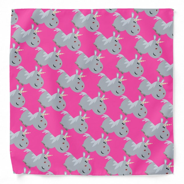 Cute Inscrutable Cartoon Unicorn Bandana (Front)