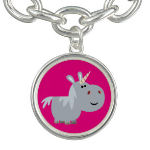 Cute Inscrutable Cartoon Unicorn Charm Bracelet
