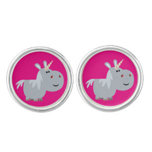 Cute Inscrutable Cartoon Unicorn Cufflinks