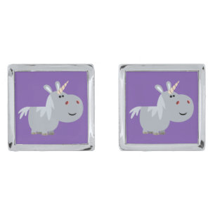 Cute Inscrutable Cartoon Unicorn Cufflinks