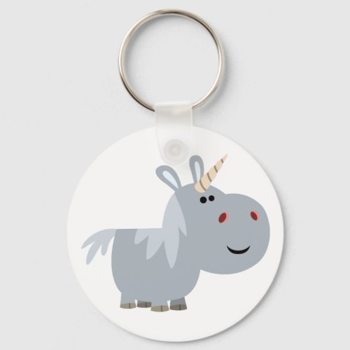 Cute Inscrutable Cartoon Unicorn Keychain