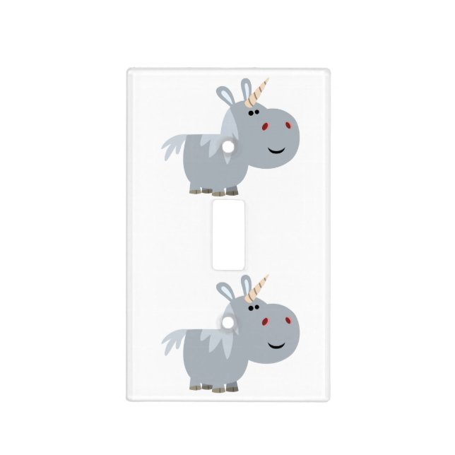 Cute Inscrutable Cartoon Unicorn LightSwitch Cover (Front)