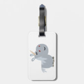 Cute Inscrutable Cartoon Unicorn Luggage Tag (Back Vertical)