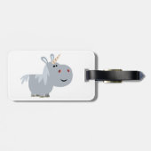 Cute Inscrutable Cartoon Unicorn Luggage Tag (Back Horizontal)