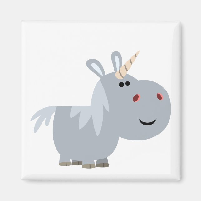 Cute Inscrutable Cartoon Unicorn Magnet (Front)
