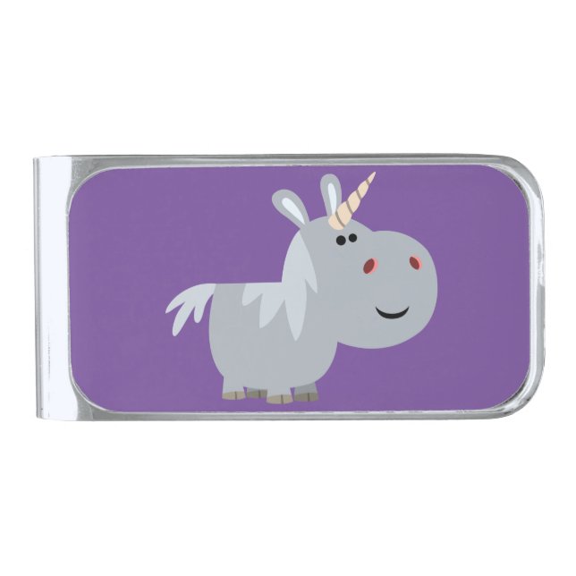 Cute Inscrutable Cartoon Unicorn Money Clip (Front)