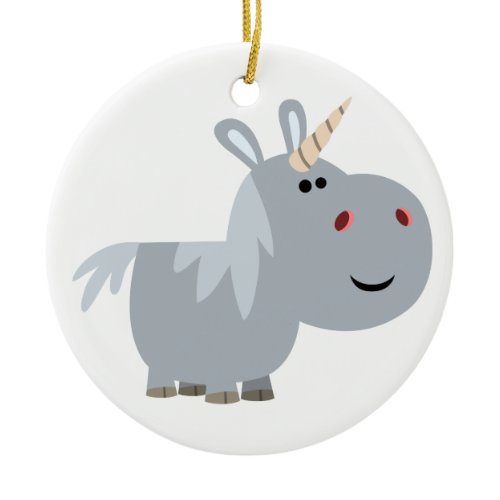 Cute Inscrutable Cartoon Unicorn Ornament