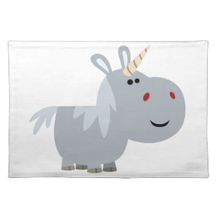 Cute Inscrutable Cartoon Unicorn Place Mat