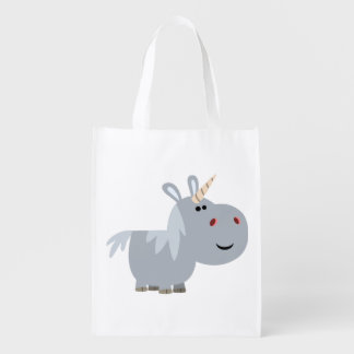 Cute Inscrutable Cartoon Unicorn Reusable Bag