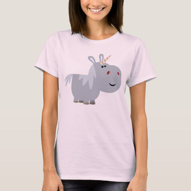 Cute Inscrutable Cartoon Unicorn Women T-Shirt (Front)