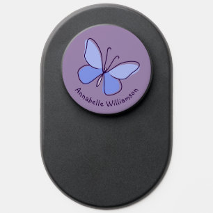 Cute Insect Butterfly in Blue Violet and Name PopSocket