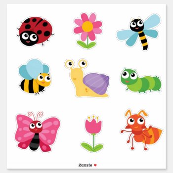 Cute Insects And Bugs Sticker by NatureTales at Zazzle