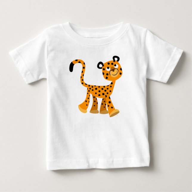 Cute Insouciant Cartoon Cheetah Baby T-Shirt (Front)
