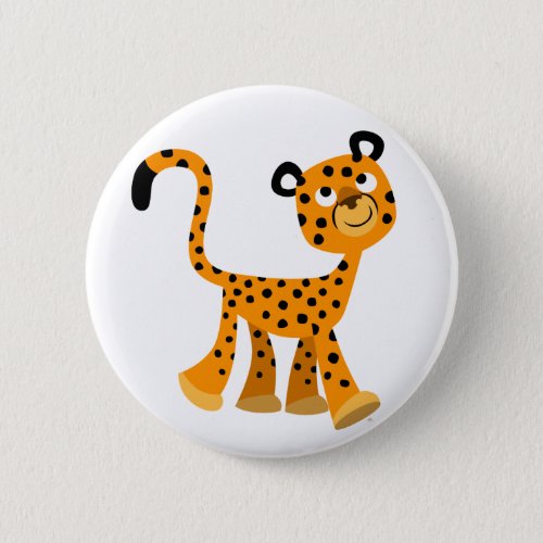 Cute Insouciant Cartoon Cheetah Button Badge