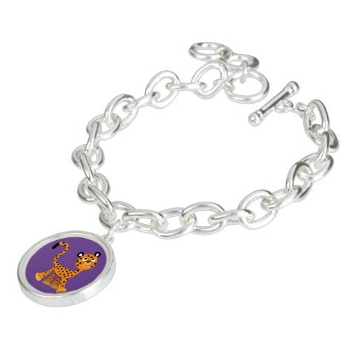 Cute Insouciant Cartoon Cheetah Charm Bracelet