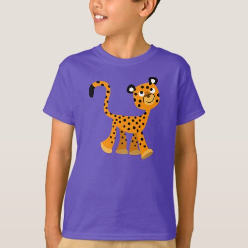 Cute Insouciant Cartoon Cheetah Children T_Shirt