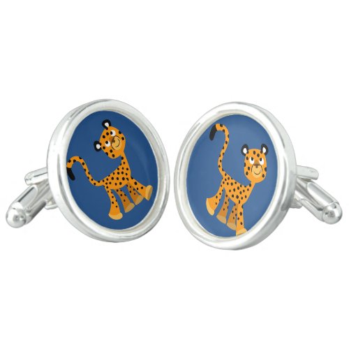 Cute Insouciant Cartoon Cheetah Cufflinks