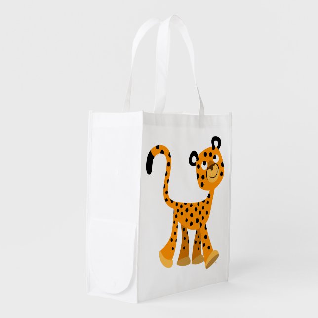 Cute Insouciant Cartoon Cheetah Reusable Bag (Front Side)