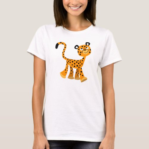 Cute Insouciant Cartoon Cheetah Women T_Shirt