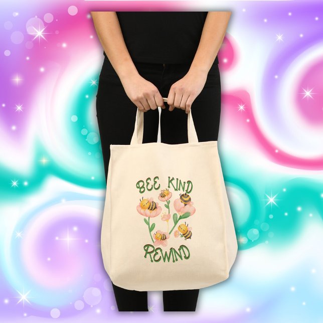 Cute Inspirational Bee Kind - Rewind | Tote Bag (Creator Uploaded)