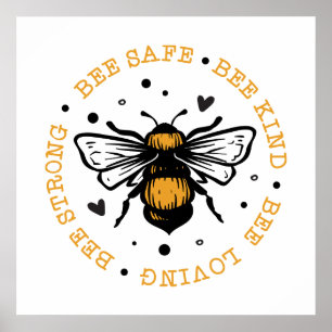cute inspirational bee lovers word art Poster