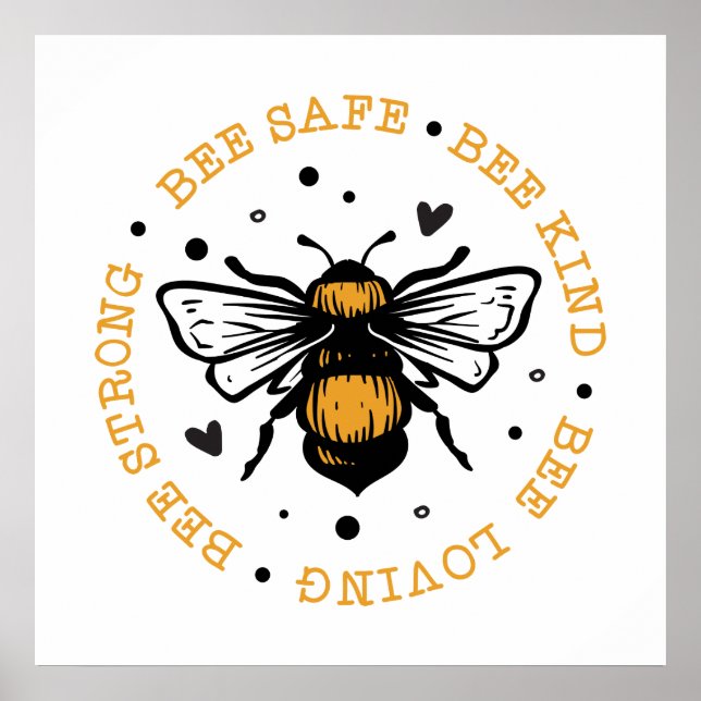cute inspirational bee lovers word art Poster  (Front)