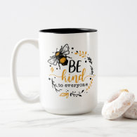 cute inspirational bee lovers word art  Two-Tone coffee mug