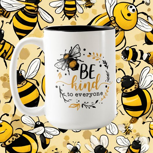 cute inspirational bee lovers word art  Two_Tone coffee mug