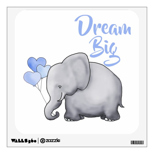 Cute Inspirational Dream Big Elephant Nursery Wall Sticker (Front)