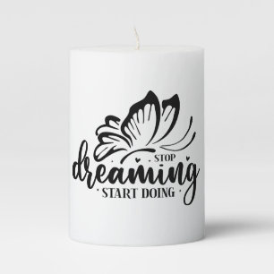 Cute inspirational dreaming butterfly pillar candle
