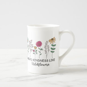cute inspirational kindness word art bone china mug