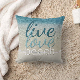Cute Inspirational Live Love Beach Quote Throw Pillow