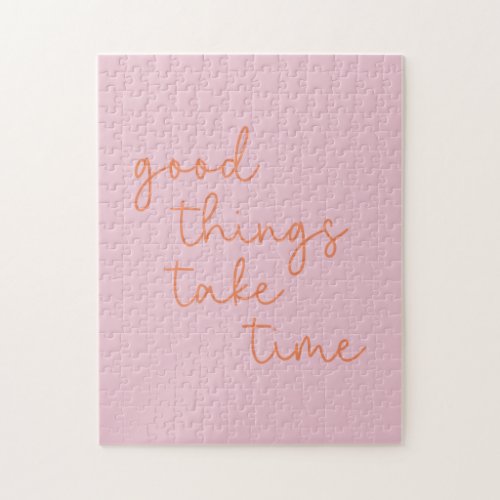 Cute Inspirational Quote in Pink and Orange   Jigsaw Puzzle