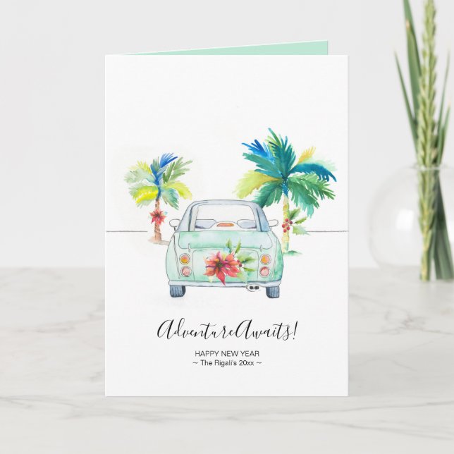 Cute Inspirational Tropical Florida New Year Card (Front)