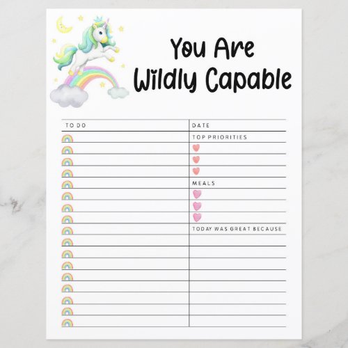 Cute Inspirational Unicorn Daily Planner