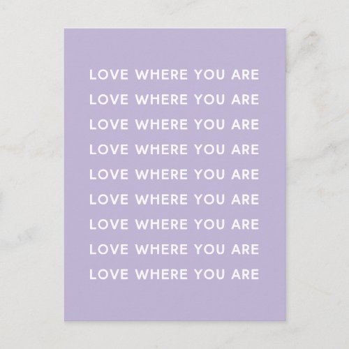 Cute Inspirational Uplifting Word Typography Lilac Postcard