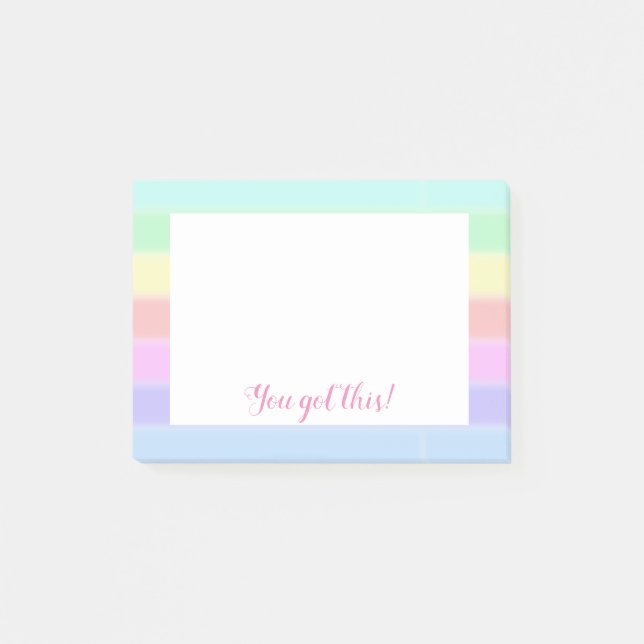 Cute Inspirational "You got this" Rainbow Striped Post-it Notes (Front)