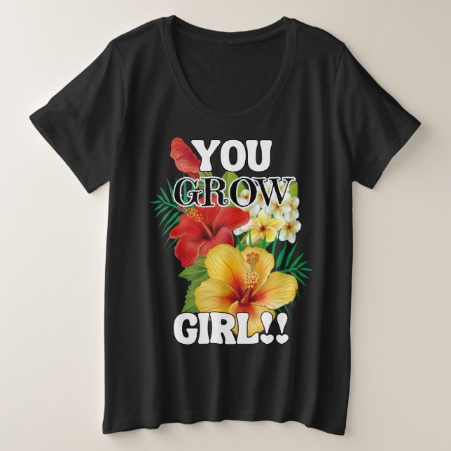 Cute & Inspiring Flower Plus Size T-Shirt (Design Front)
