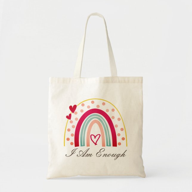 Cute Inspiring I Am Enough Affirmation Tote Bag (Front)