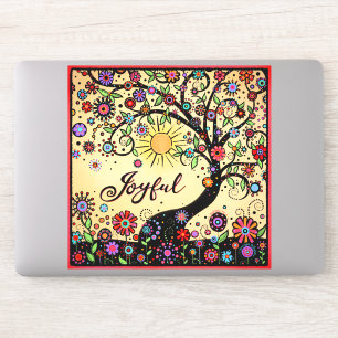 Cute Inspiring Whimsical Tree Joyful One Word Sticker