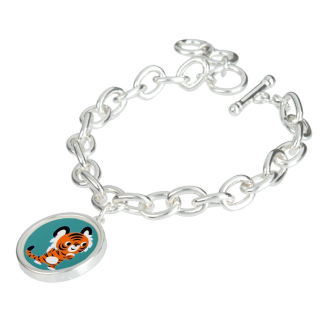 Cute Interested Cartoon Tiger Charm Bracelet (Side)